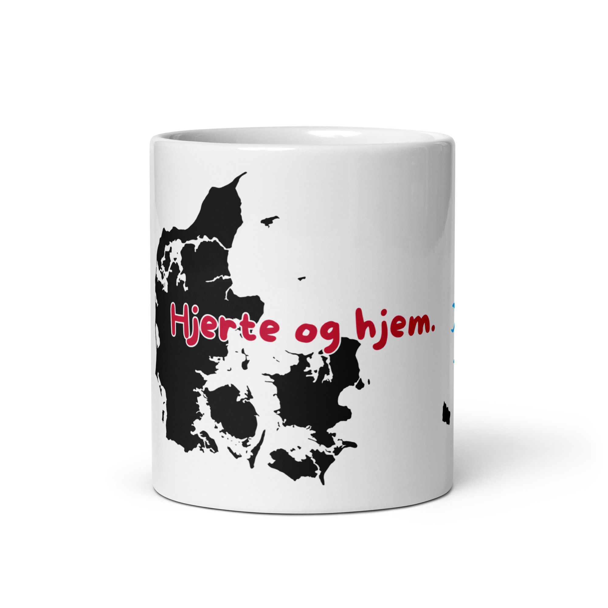 Hjerte og hjem – keramik kop med Danmarkskort og søde motiver