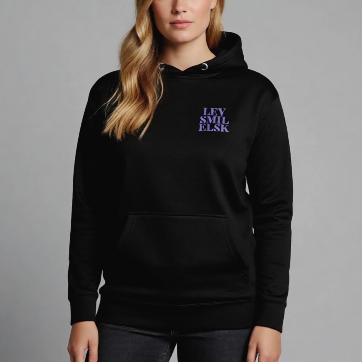 Alternative view of Lev Smil Elsk - Minimalistisk & motiverende unisex hoodie