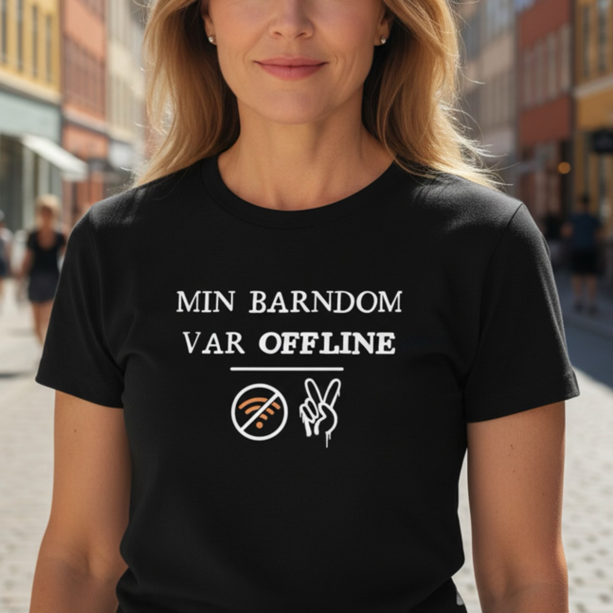 Min barndom var offline. – Classic unisex T-shirt med retro-humor - Billede 3