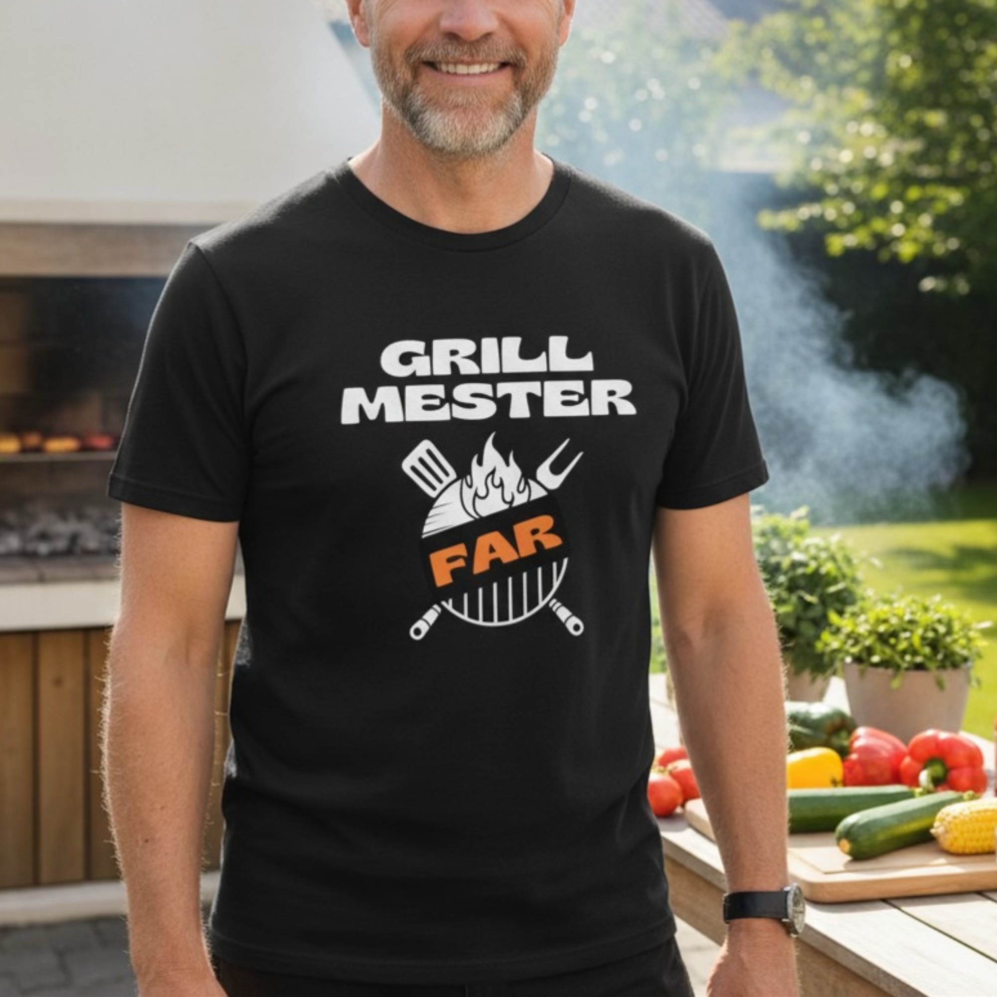 Grillmester Far – Sjov unisex T-shirt til grillentusiaster - Billede 2