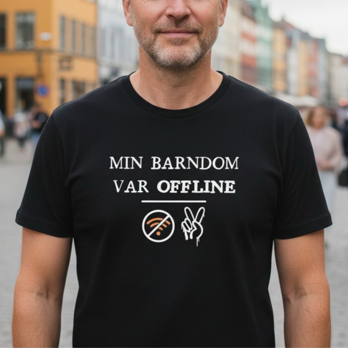 Alternative view of Min barndom var offline. – Classic unisex T-shirt med retro-humor