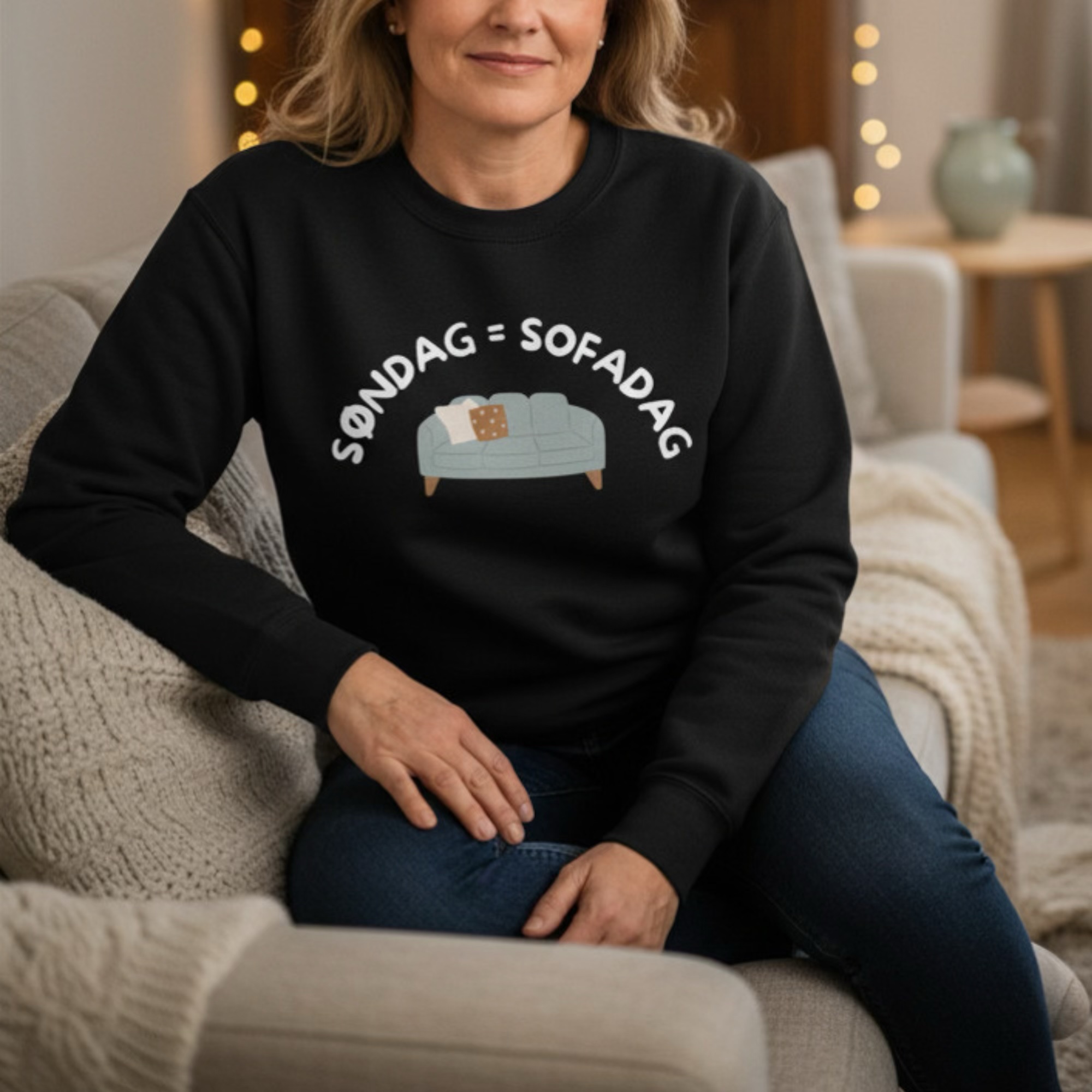Søndag = Sofadag Sweatshirt – Hyggeligt Unisex - Billede 2