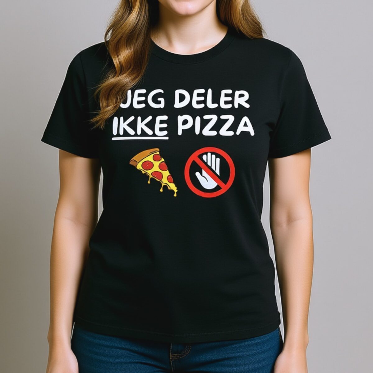 Alternative view of Jeg deler ikke pizza – Unisex T-shirt med humoristisk print