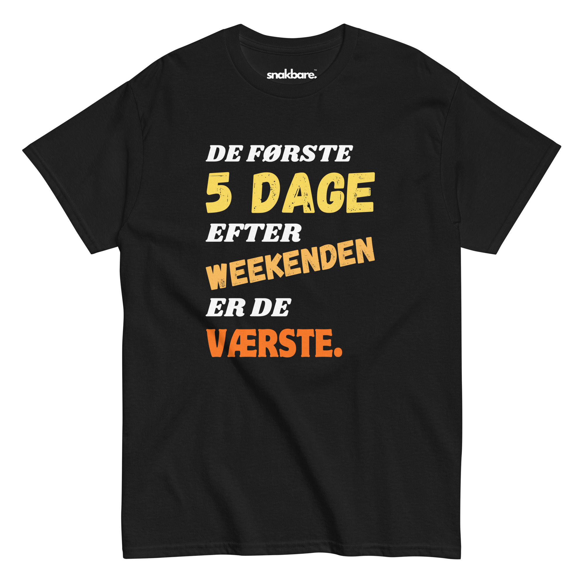 De første 5 dage efter weekenden er de værste – Unisex T-shirt med humor