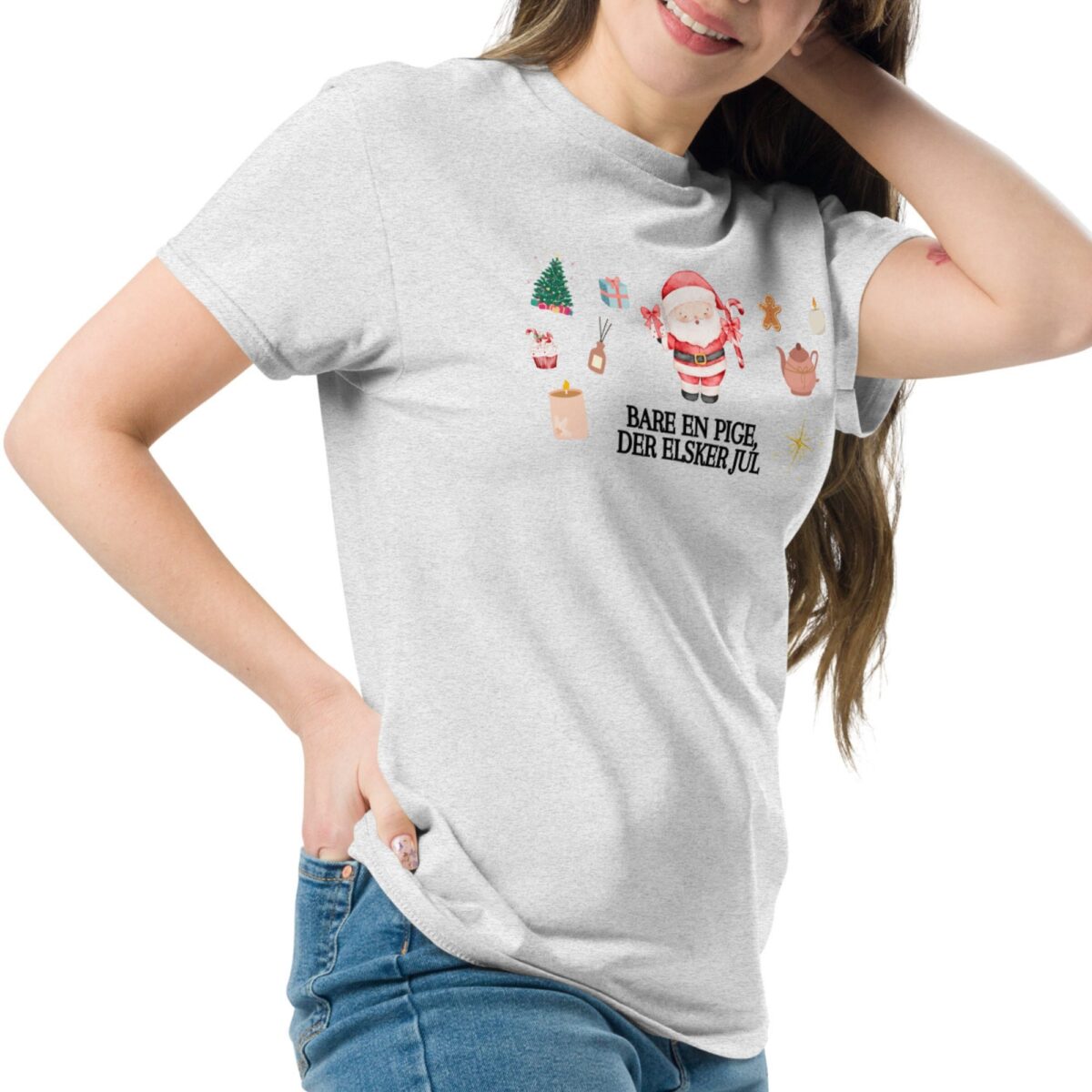 Alternative view of Bare en pige, der elsker jul – Unisex T-shirt med søde julegrafikker