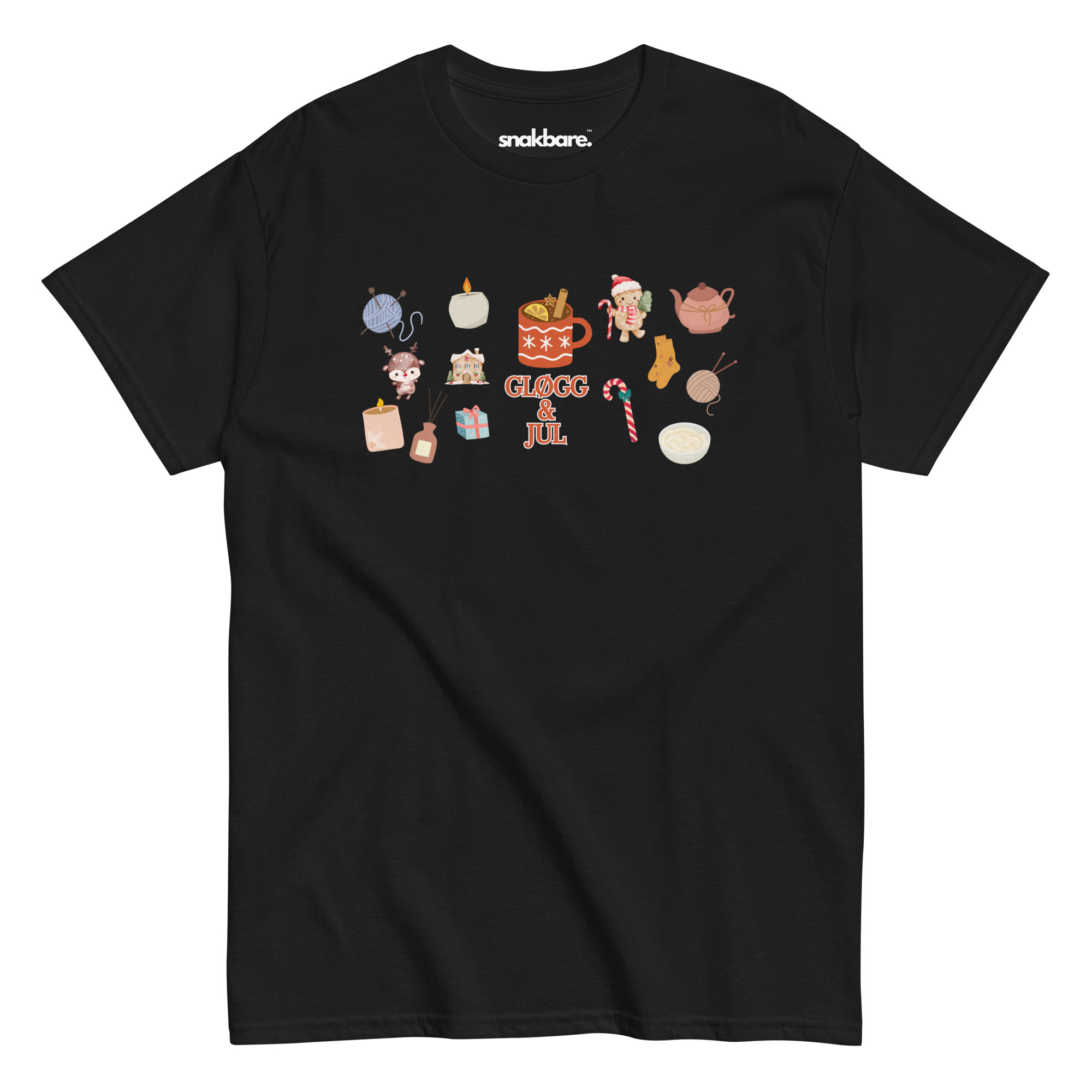 Gløgg og jul – Unisex T-shirt med hyggelige julegrafikker - Billede 4