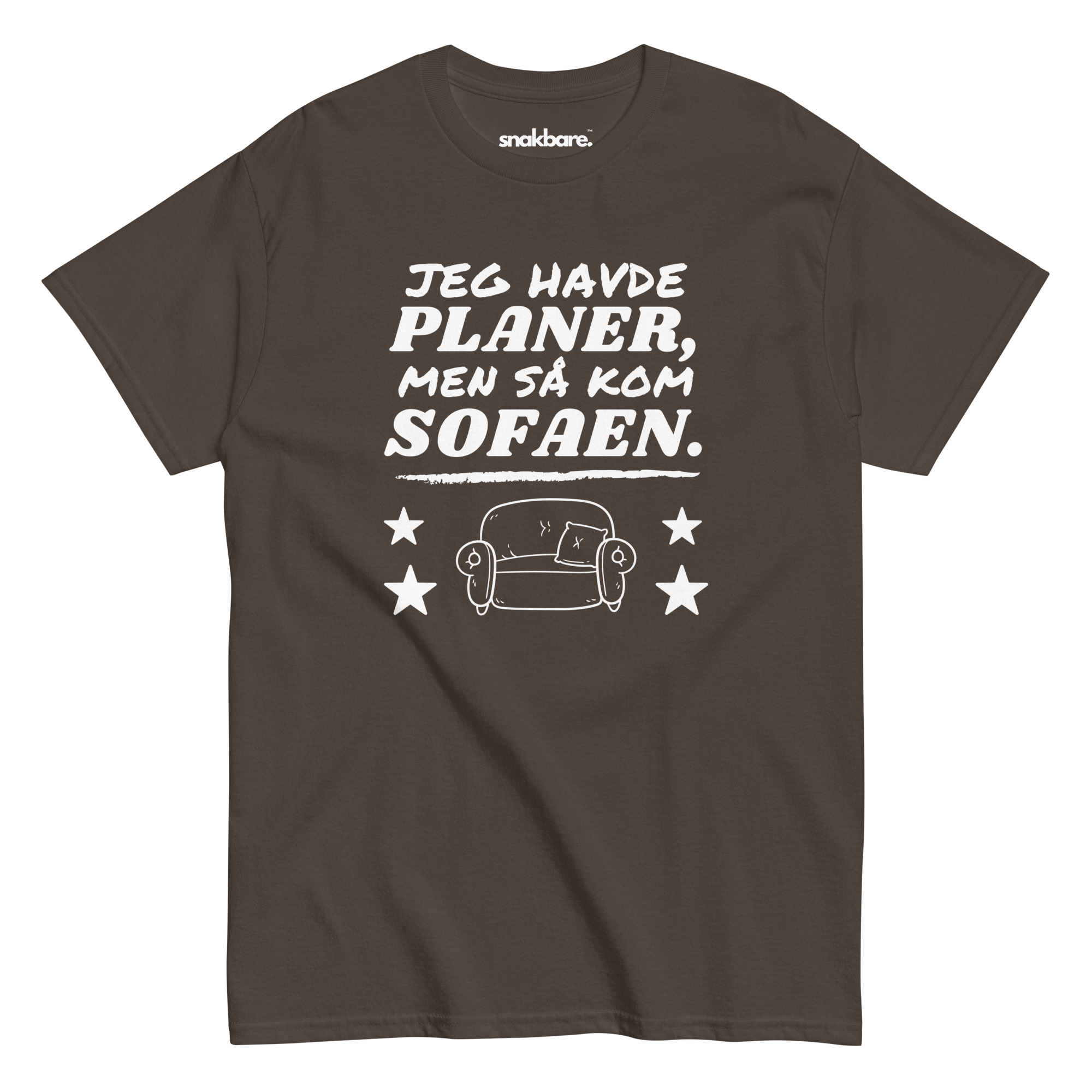 Jeg havde planer, men så kom sofaen – Unisex T-shirt med humoristisk statement - Billede 5