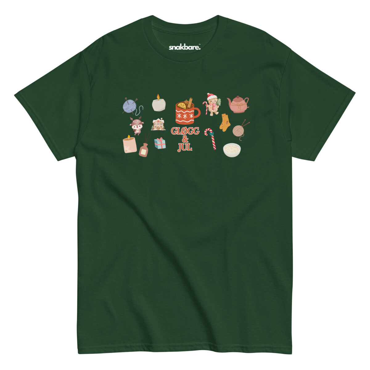 Alternative view of Gløgg og jul – Unisex T-shirt med hyggelige julegrafikker