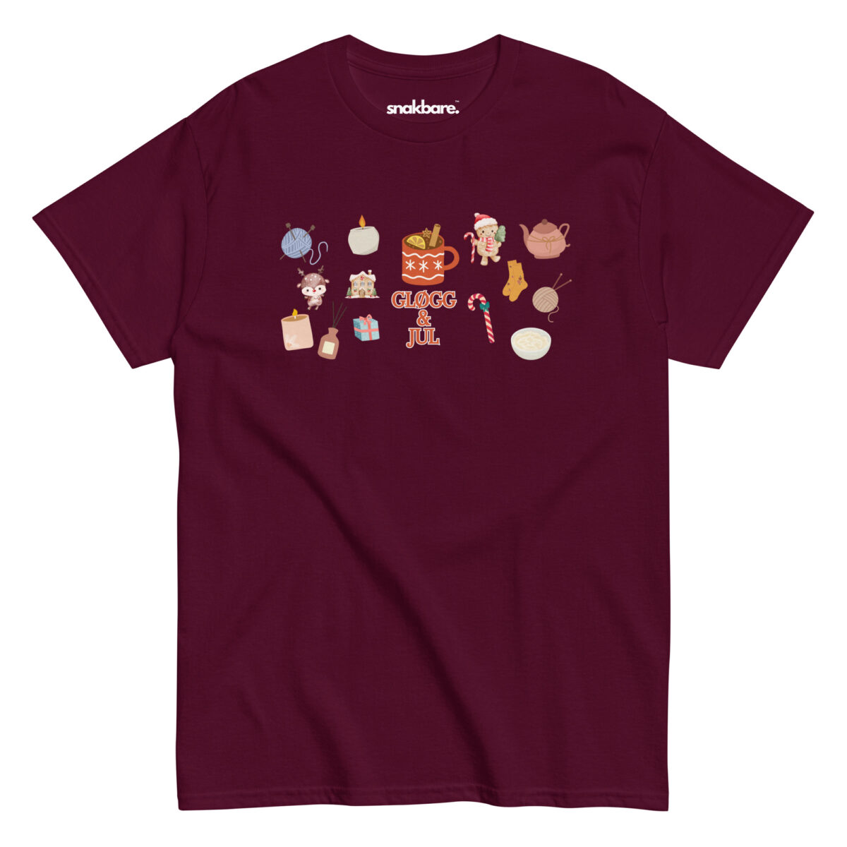 Gløgg og jul – Unisex T-shirt med hyggelige julegrafikker