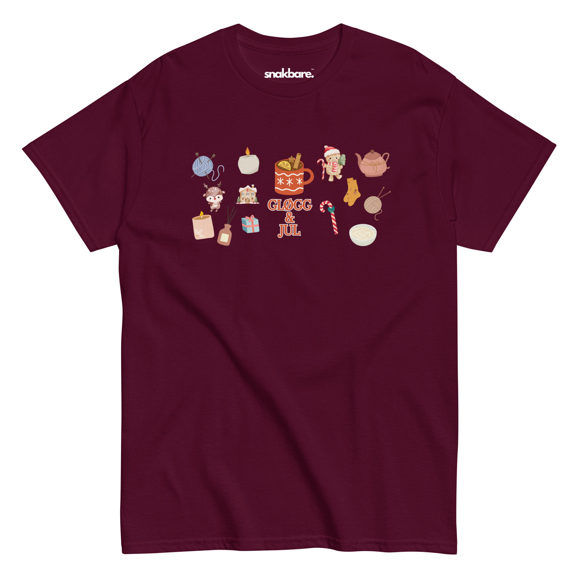 Gløgg og jul – Unisex T-shirt med hyggelige julegrafikker