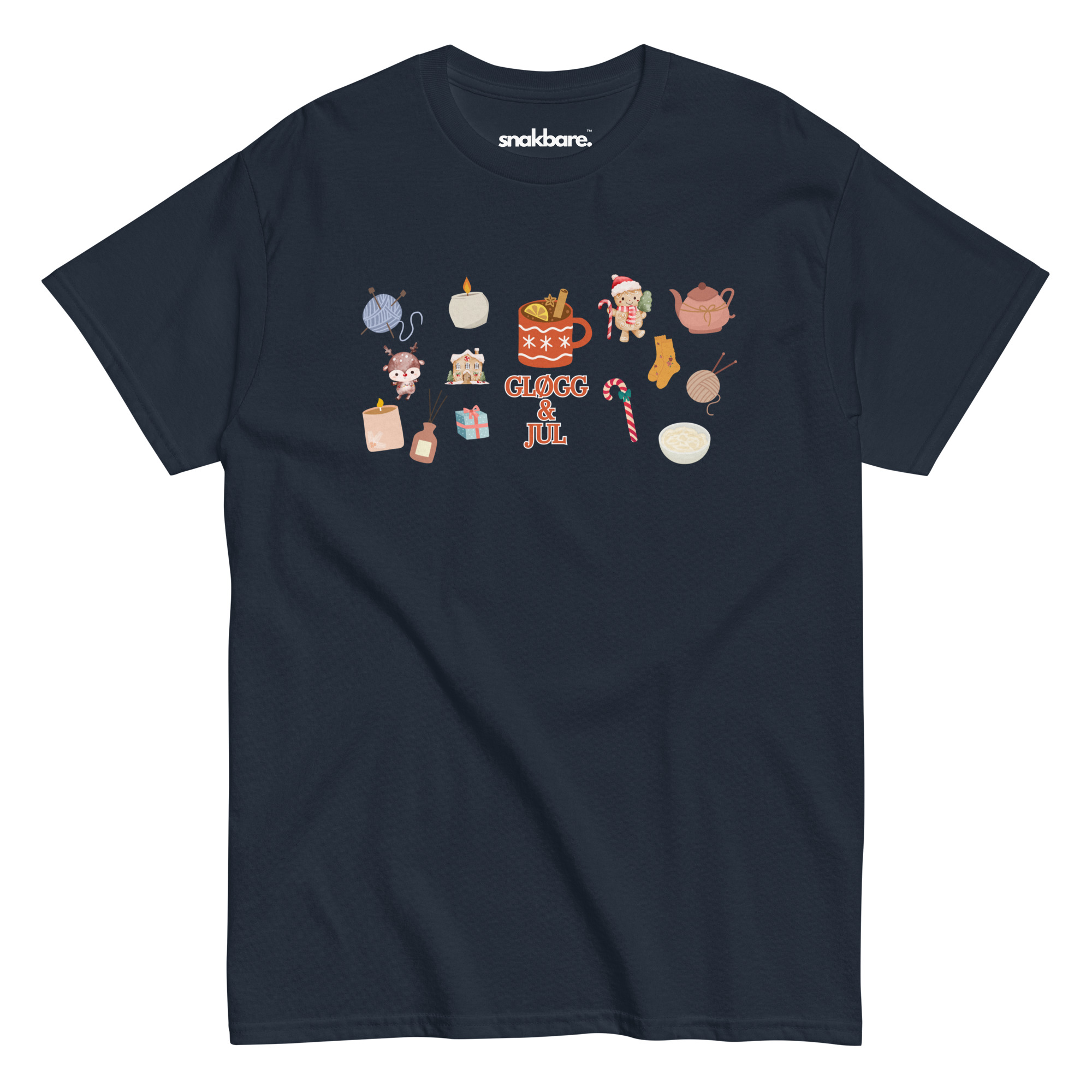 Gløgg og jul – Unisex T-shirt med hyggelige julegrafikker - Billede 3