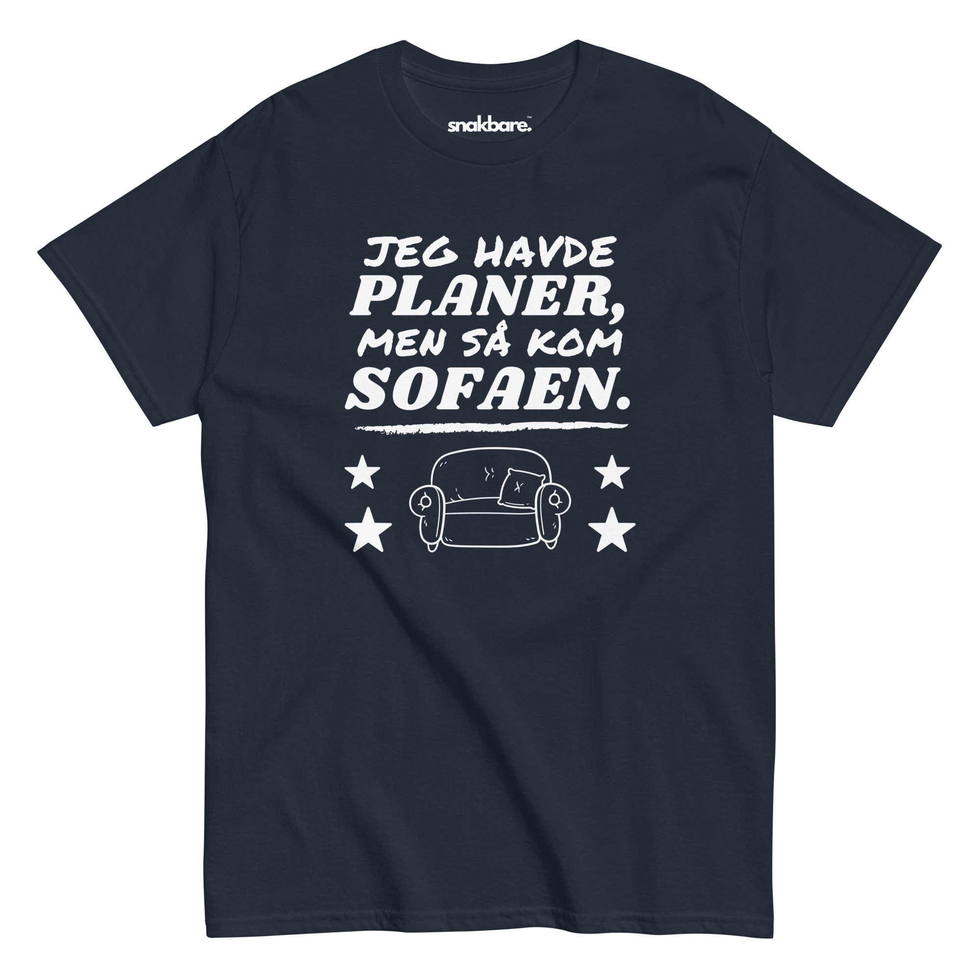 Jeg havde planer, men så kom sofaen – Unisex T-shirt med humoristisk statement - Billede 4