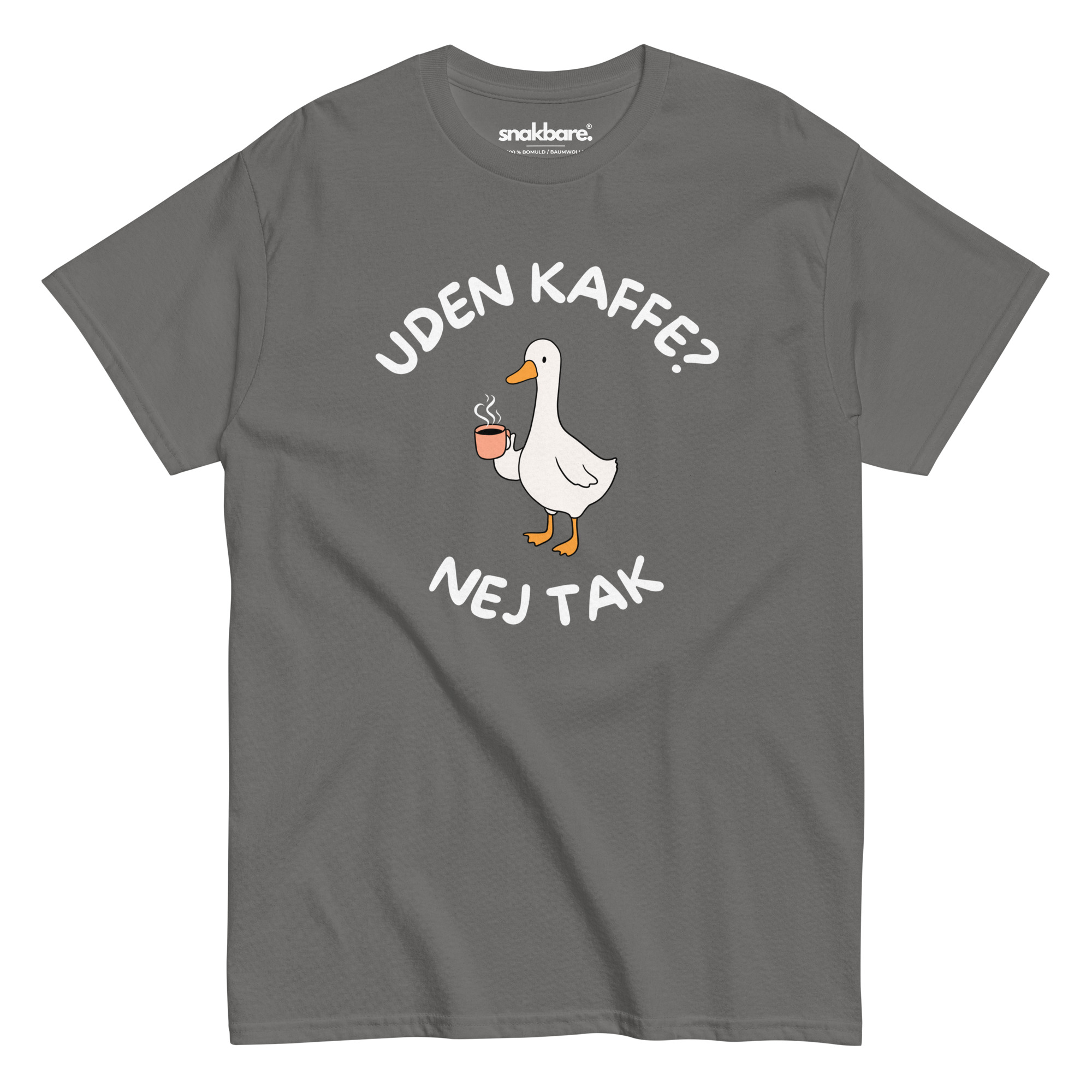 Uden kaffe? Nej tak – T-shirt med humor og kaffedrikkende gås - Billede 5