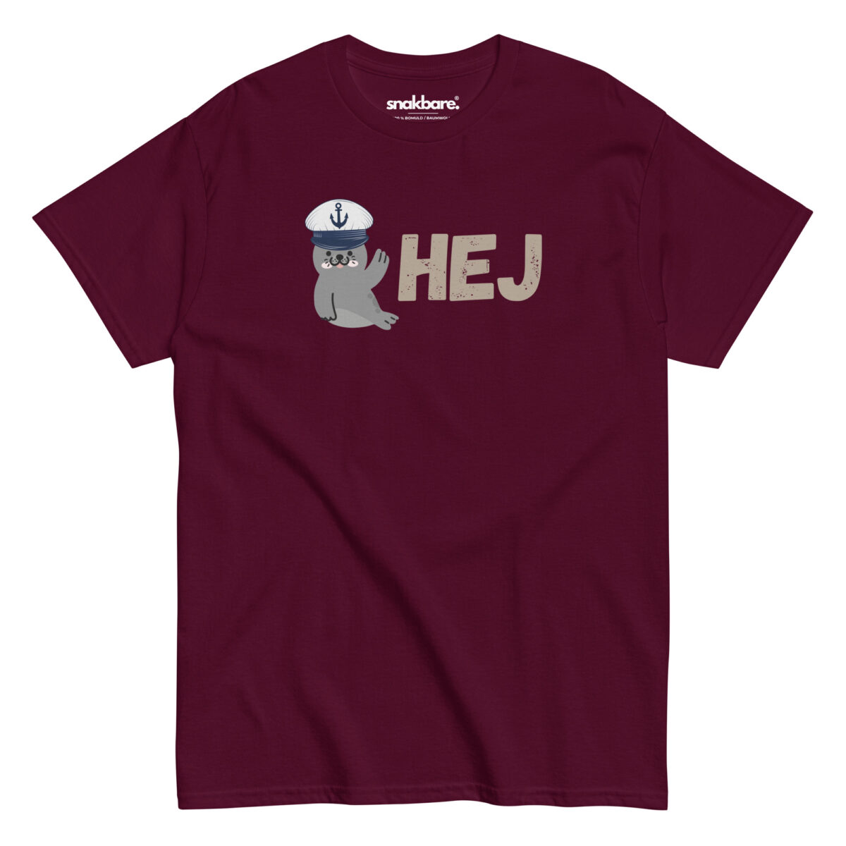 Alternative view of HEJ T-shirt – Dansk hilsen med sød vinkende sæl