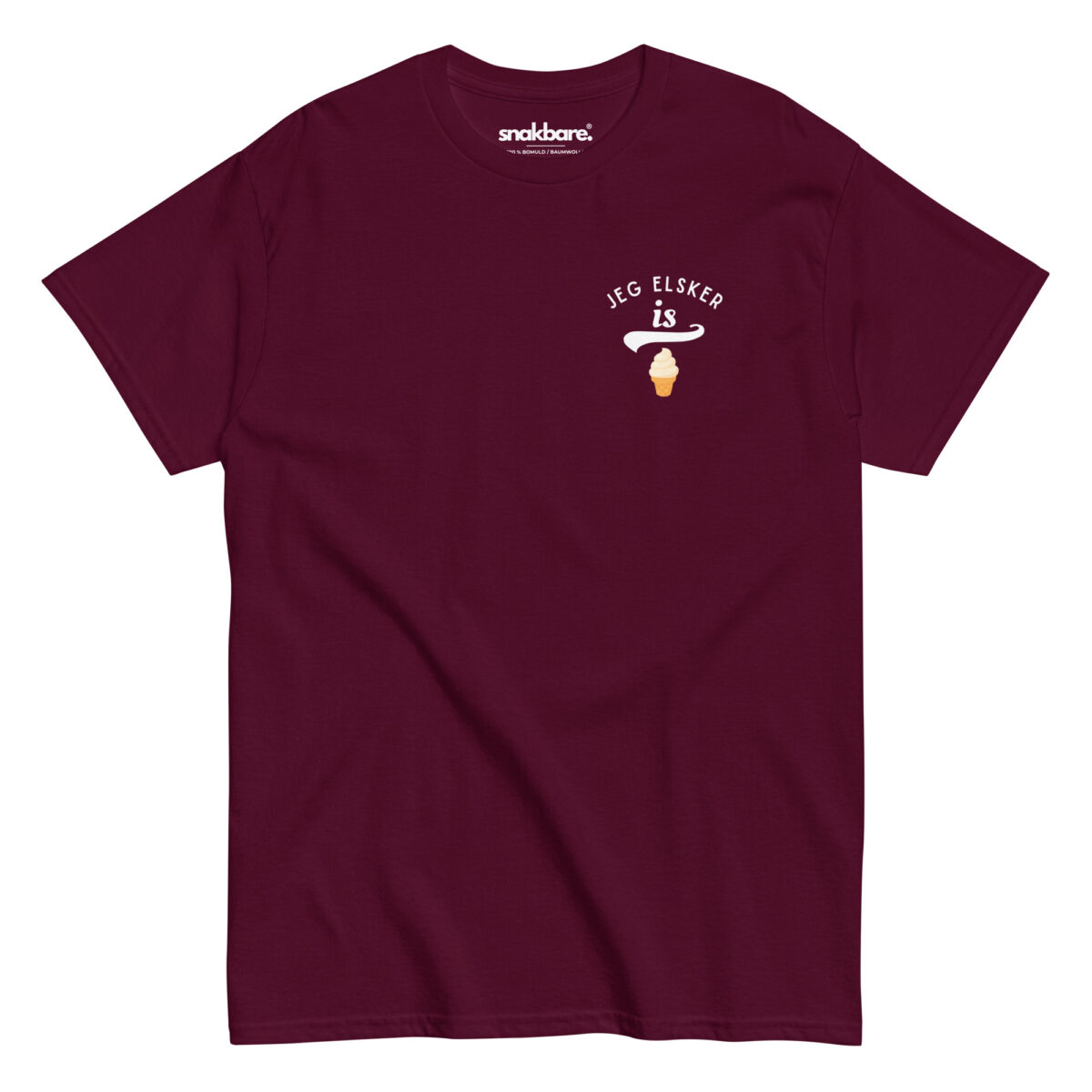 Alternative view of Jeg elsker is – Unisex T-shirt med diskret brystprint