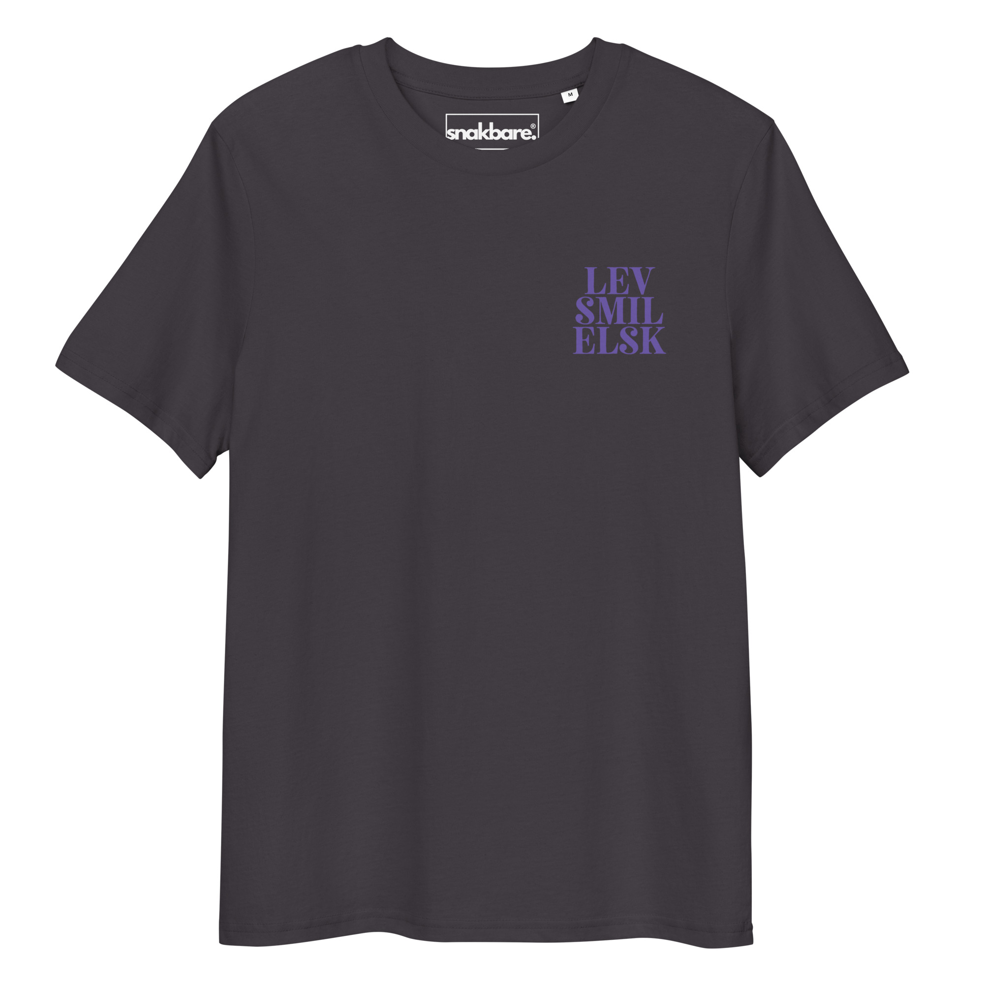 Lev Smil Elsk T-shirt – Økologisk unisex t-shirt med brystprint