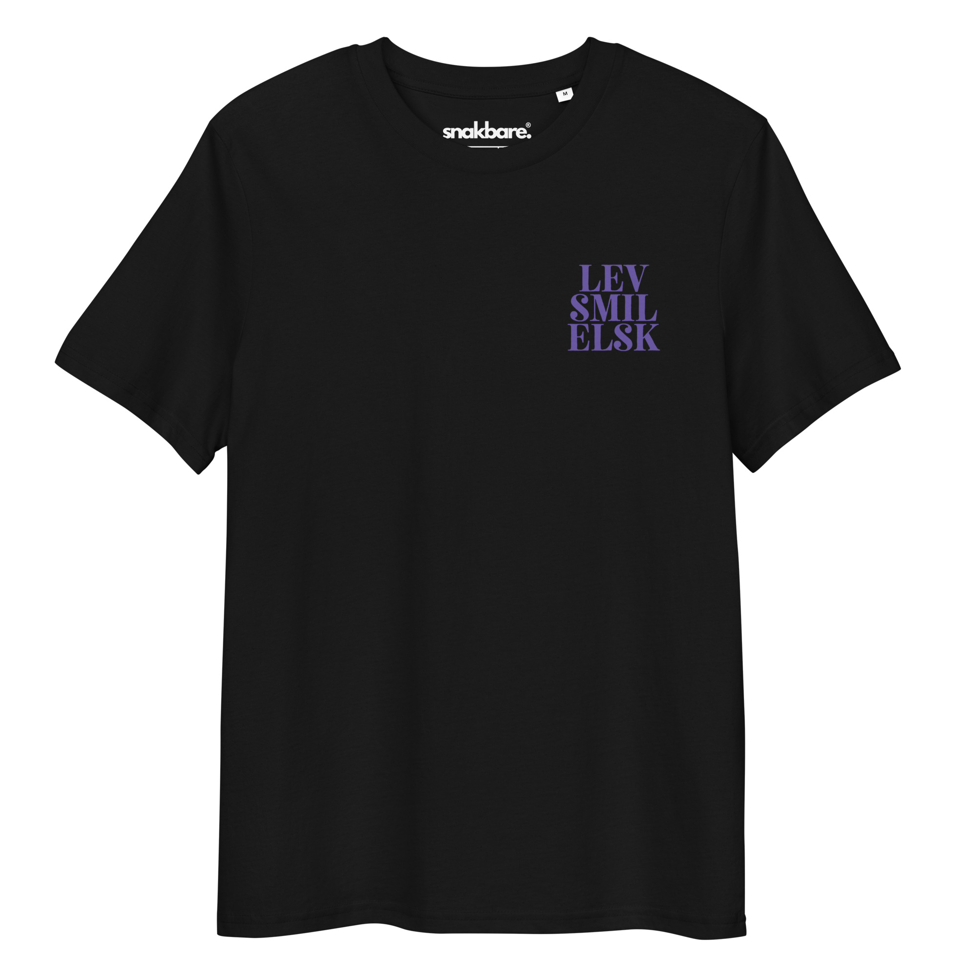 Lev Smil Elsk T-shirt – Økologisk unisex t-shirt med brystprint - Billede 2