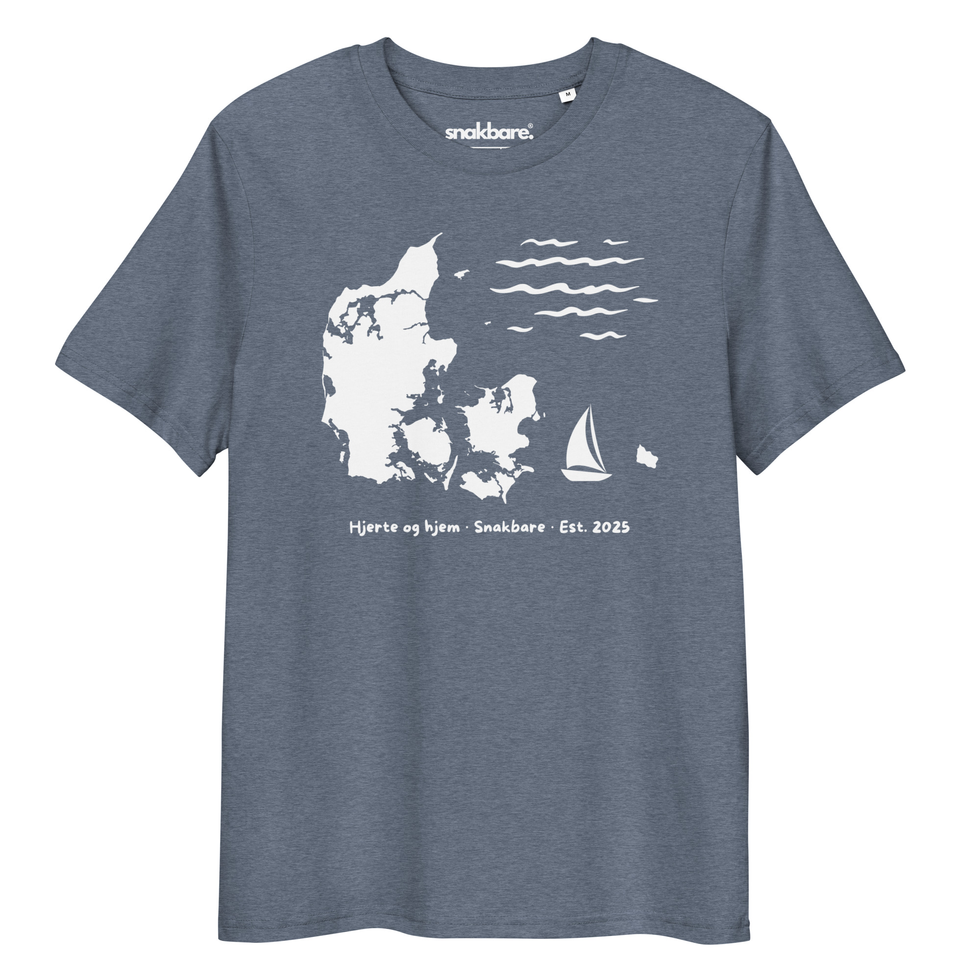 Hjerte og hjem T-shirt – Økologisk Unisex Tee med Danmark-kort - Billede 3