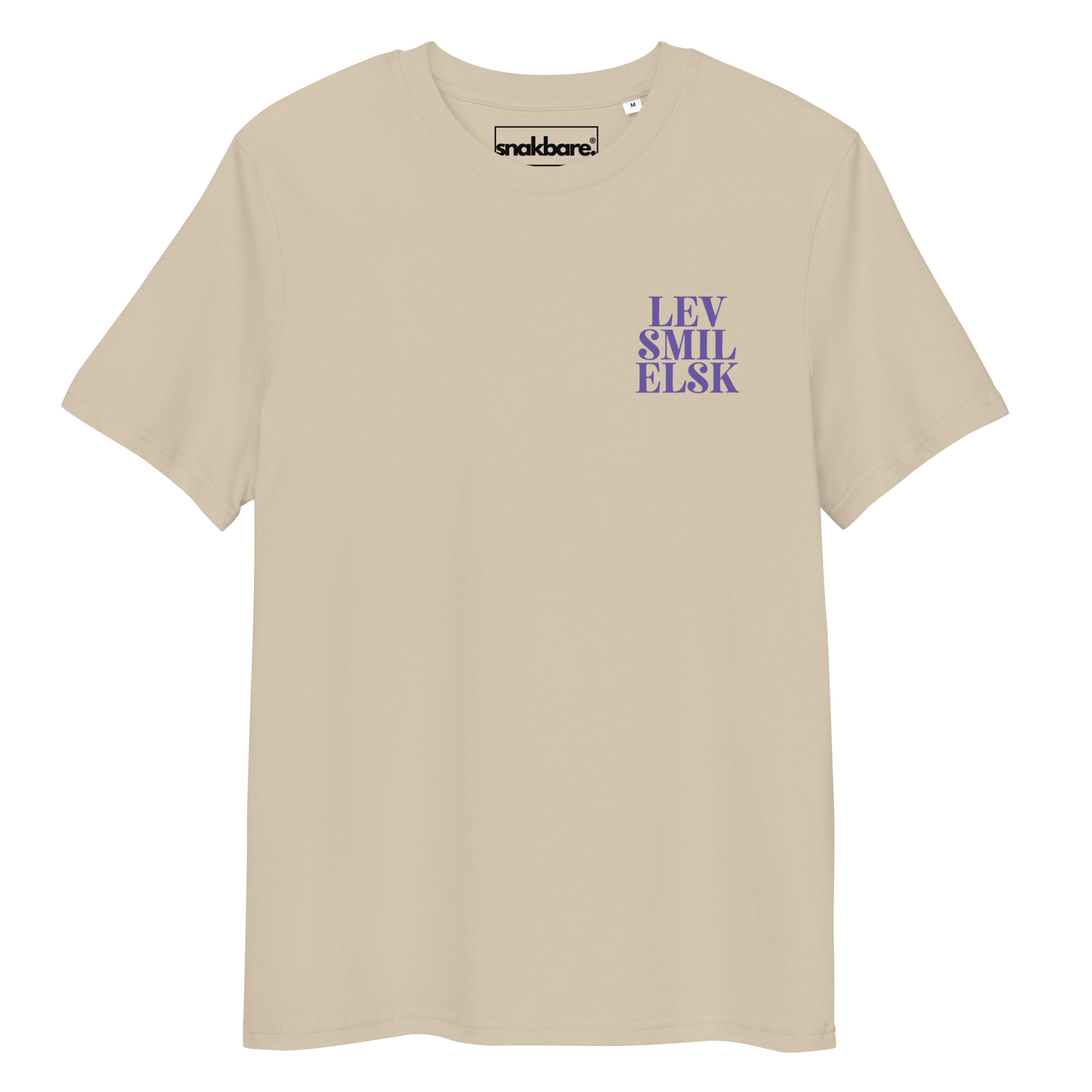 Lev Smil Elsk T-shirt – Økologisk unisex t-shirt med brystprint - Billede 4