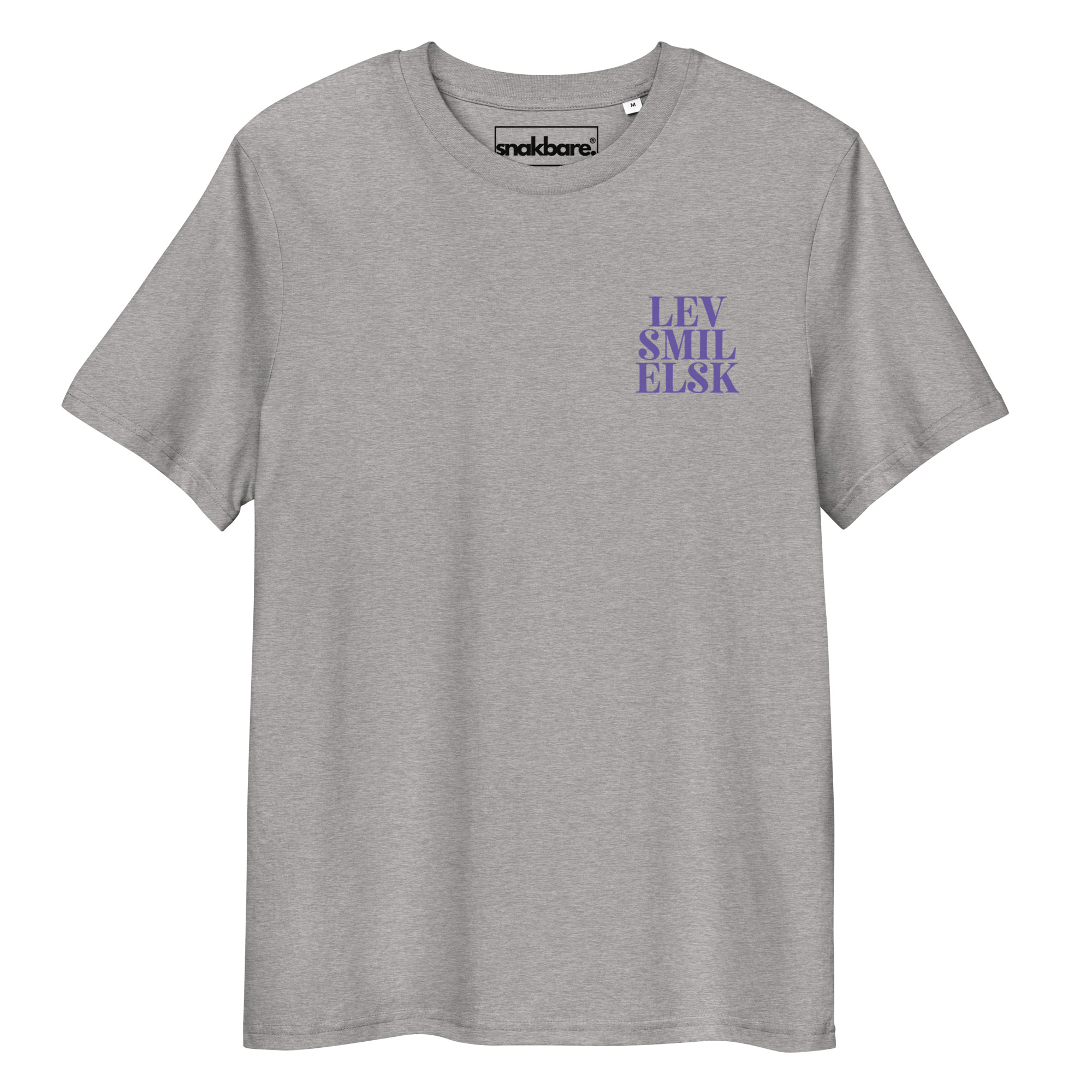 Lev Smil Elsk T-shirt – Økologisk unisex t-shirt med brystprint - Billede 3
