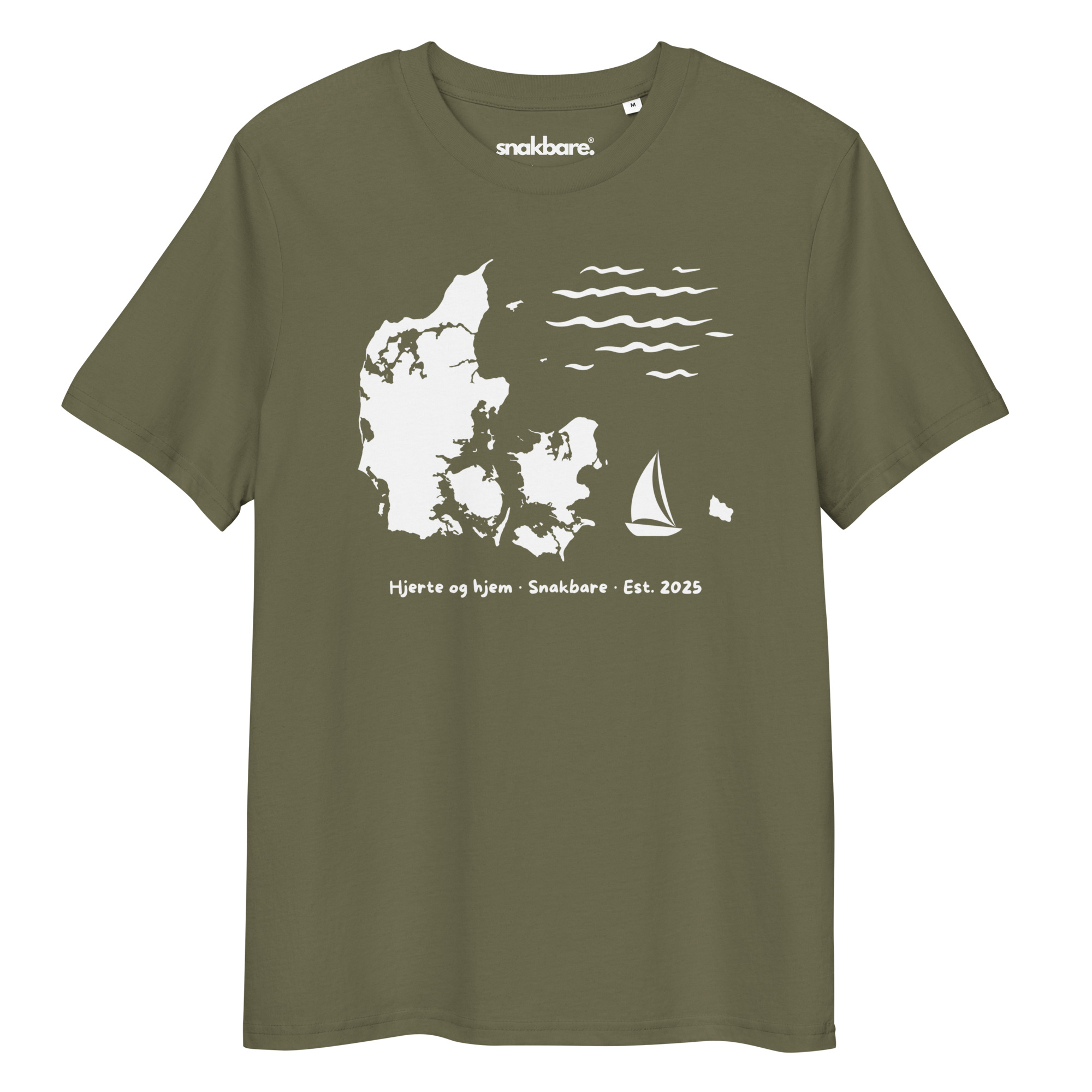 Hjerte og hjem T-shirt – Økologisk Unisex Tee med Danmark-kort - Billede 4