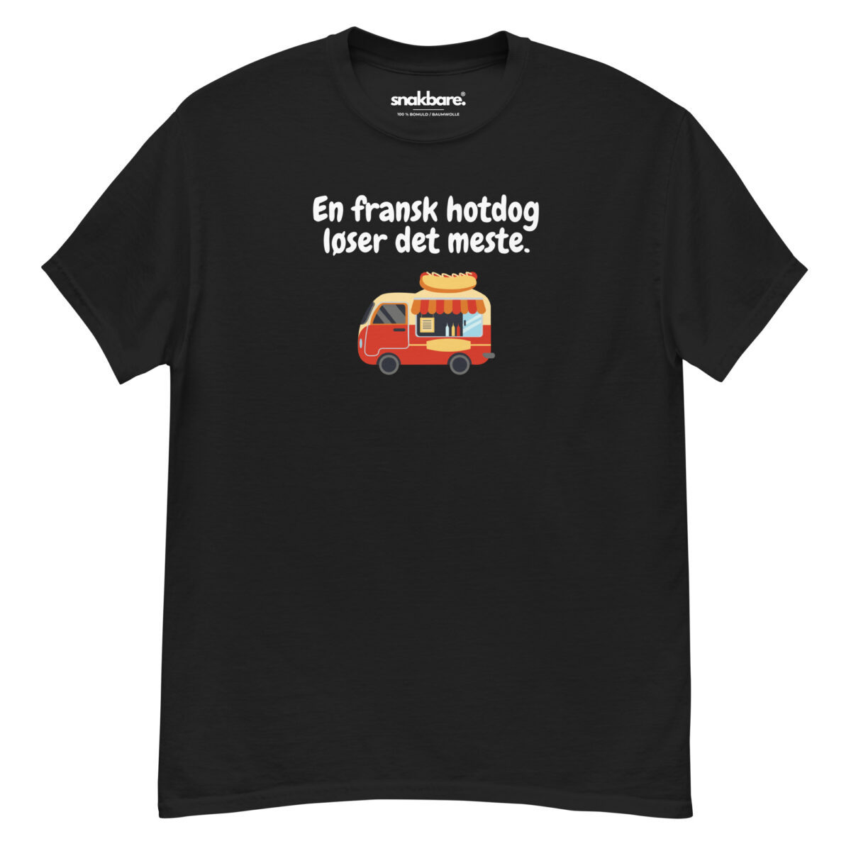 Alternative view of En fransk hotdog løser det meste – T-shirt med frontprint