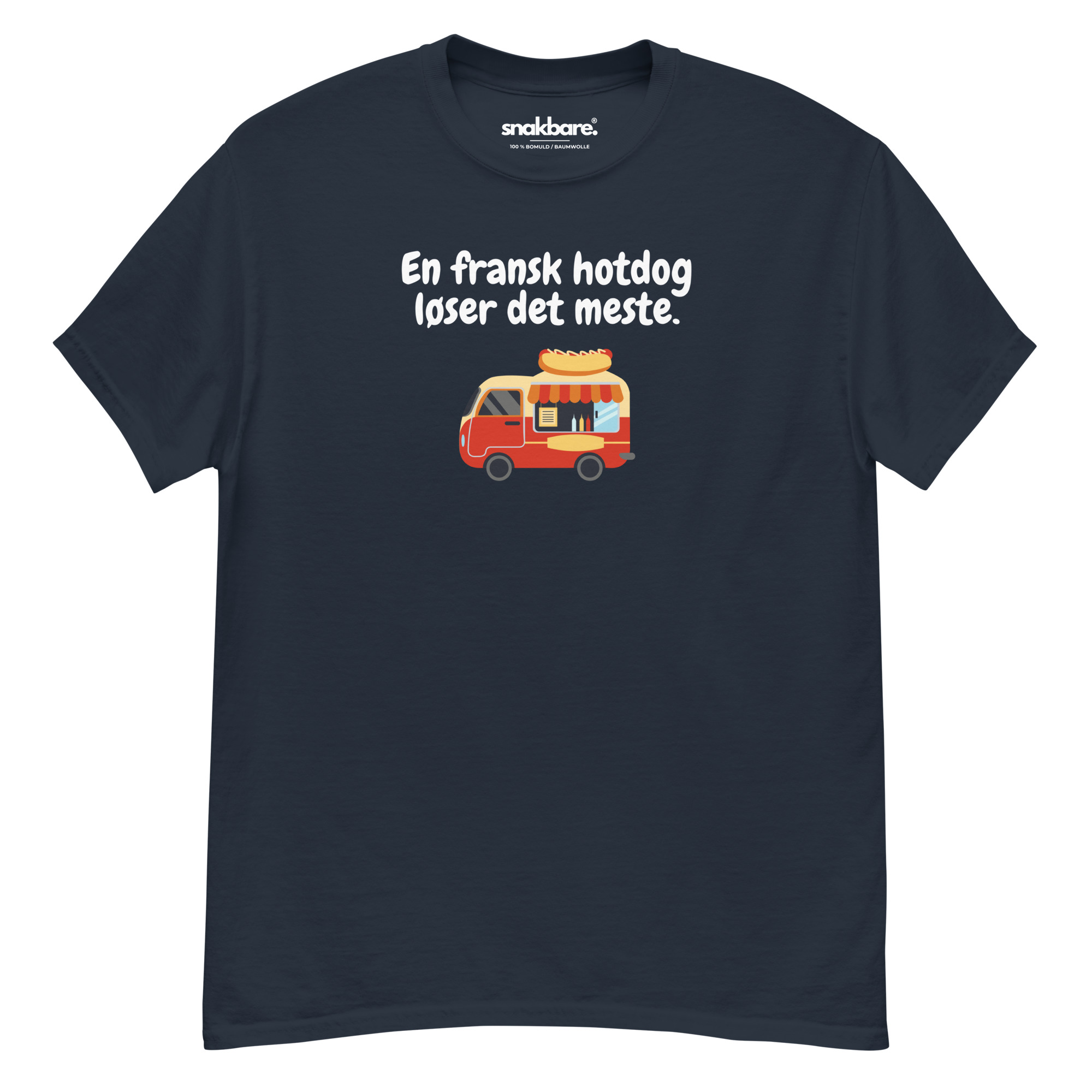 En fransk hotdog løser det meste – T-shirt med frontprint